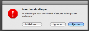 Message erreur Mac OS X Initialiser disque