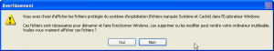 message alerte fichiers systèmes afficher
