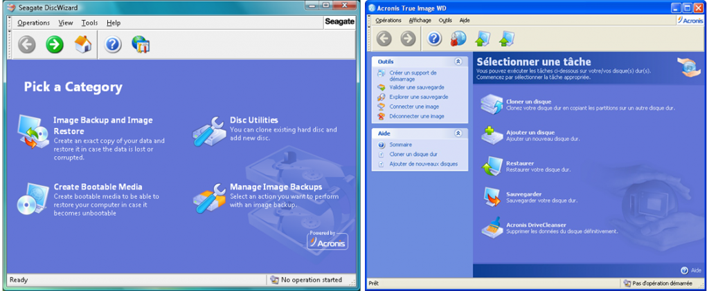Seagate DiscWizard et True image WD